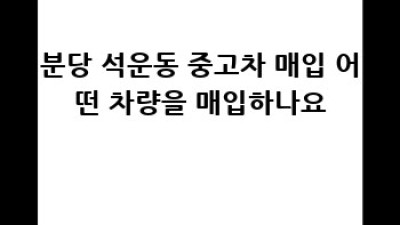 분당 중고차 현장 매입: 석운동 최고가 매입 후기